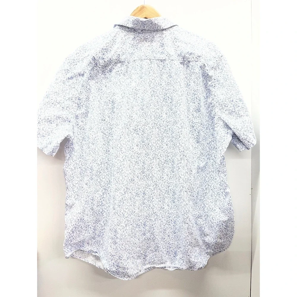 Levis Mens XXL Short Sleeve Classic One Pocket Shirt Blue White Speckled Print‎